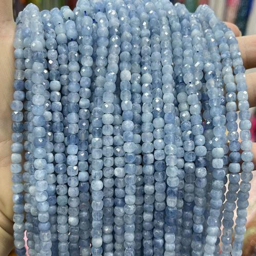 Gemstone šperky Korálky, Akvamarín, Náměstí, módní šperky & DIY & tváří, sea ​​blue, 4mm, Prodáno za Cca 38 cm Strand