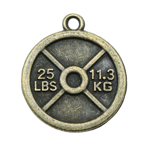 Zinc Alloy Flat runde vedhæng, Flad Rund, antik bronze farve forgyldt, Vintage & mode smykker & du kan DIY, 28x24mm, Solgt af PC