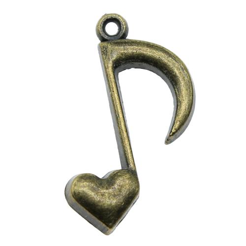 Zinc Alloy Pendler, Music Note, forgyldt, Vintage & mode smykker & du kan DIY, flere farver til valg, 25x16mm, Solgt af PC