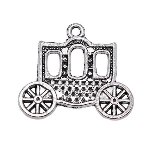 Sinc Alloy Pendants, Carriage, dath airgid antique plátáilte, seanré & jewelry faisin & DIY, 30x27mm, Díolta De réir PC