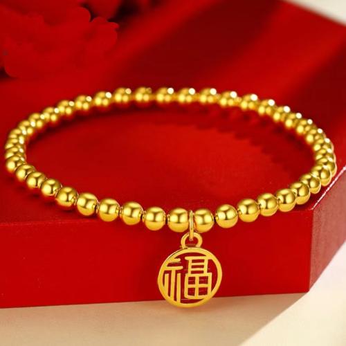 aleación de zinc Pulsera, chapado en color dorado, cadena de la bola & para mujer, longitud aproximado 6-7 Inch, Vendido por UD