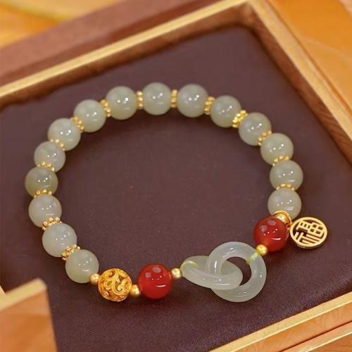 Hetian Jade Pulsera, con aleación de zinc, diferentes estilos para la opción & para mujer, longitud aproximado 6-7 Inch, Vendido por UD