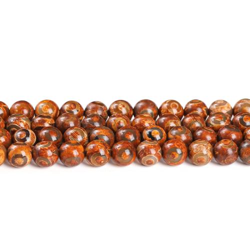 Naturlige tibetanske Agate Dzi Beads, Tibetansk agat, Runde, poleret, du kan DIY, 8mm, 47pc'er/Strand, Solgt af Strand