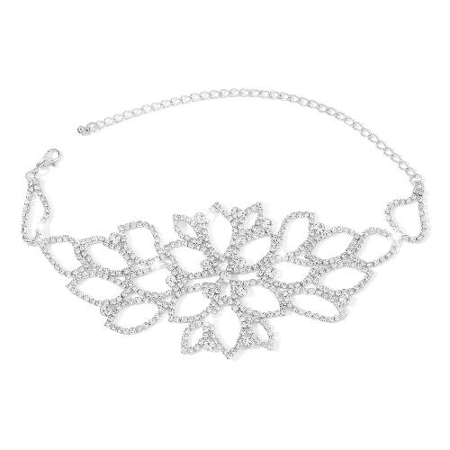 Body Chain Sieraden, Zinc Alloy, mode sieraden & voor vrouw & met strass, platina kleur, Lengte Ca 24.5-39.5 cm, Verkocht door PC