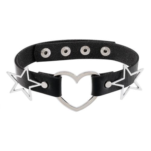 Moda choker ogrlica, Cink Alloy, s PU & Željezo, ručno izrađen, modni nakit & za žene, više boja za izbor, Dužina Približno 39 cm, Prodano By PC