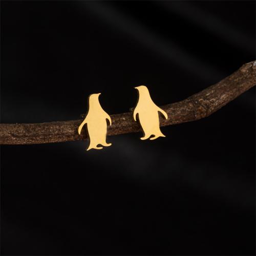 Roestvrij staal Stud Earrings, 304 roestvrij staal, Pinguïn, mode sieraden & voor vrouw, meer kleuren voor de keuze, 7x11mm, 12paren/Bag, Verkocht door Bag