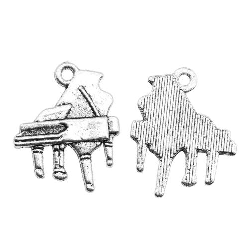 Zinklegering Hangers, Zinc Alloy, Piano, antiek zilver plated, Vintage & mode sieraden & DIY, 21x16mm, Verkocht door PC