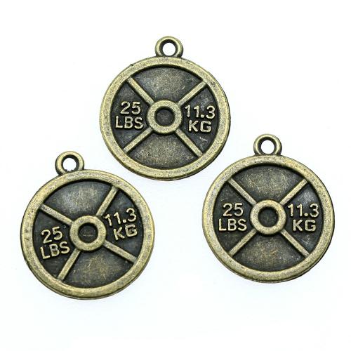 Alliage de zinc plate ronde pendentifs, Plat rond, Plaqué de couleur de bronze antique, Vintage & bijoux de mode & DIY, 23x20mm, Vendu par PC