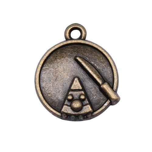 Alliage de zinc plate ronde pendentifs, Plat rond, Plaqué de couleur de bronze antique, Vintage & bijoux de mode & DIY, 15mm, Vendu par PC