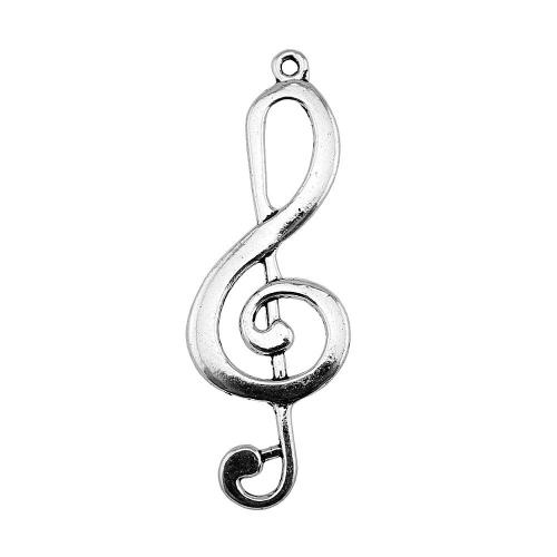 Cink ötvözet Medálok, Music Note, antik ezüst színű bevonattal, Vintage & divat ékszerek & DIY, 60x21mm, Által értékesített PC