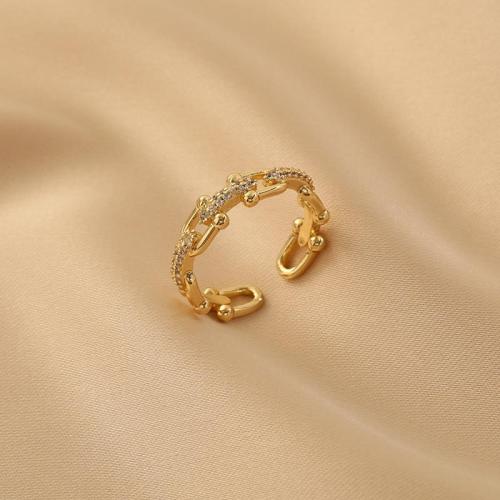 Kubieke Circonia Micro Pave Brass Ring, Messing, mode sieraden & micro pave zirconia & voor vrouw, Maat:7, Verkocht door PC