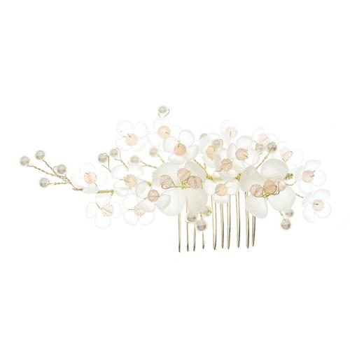 Decorative Hair Combs Brass with Crystal & Plastic Pearl fashion jewelry & for woman golden Sold By PC