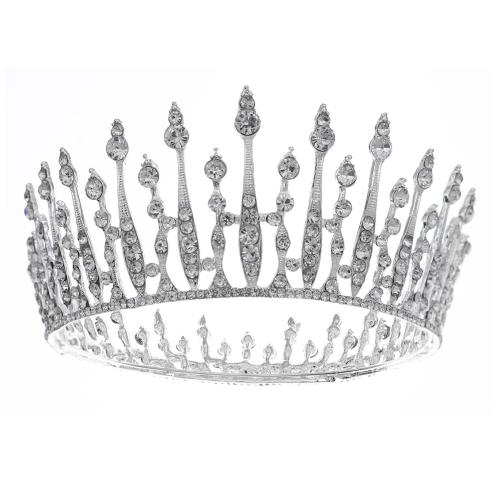 Tiaras, liga de zinco, joias de moda & para mulher & com strass, prateado, vendido por PC