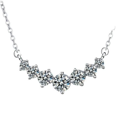 Zinklegering halskettingen, Zinc Alloy, met Cubic Zirconia, mode sieraden & voor vrouw, Lengte Ca 48 cm, Verkocht door PC