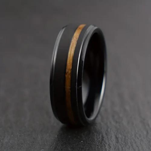 Rozsdamentes acél Finger Ring, 304 rozsdamentes acél, divat ékszerek & egynemű & különböző méretű a választás, fekete, 8mm, Által értékesített PC