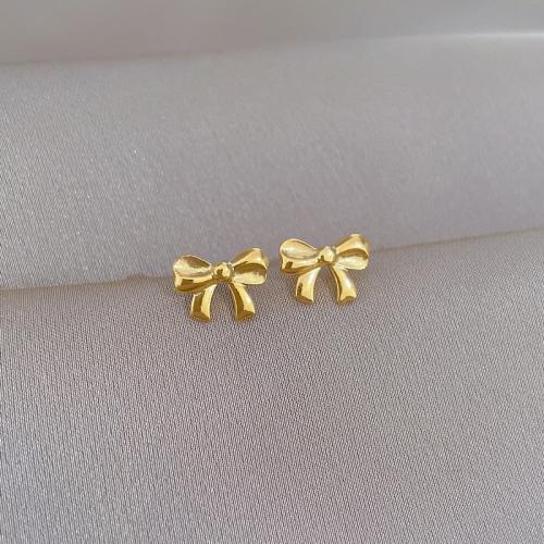 Roestvrij staal Stud Earrings, 304 roestvrij staal, Strik, mode sieraden & voor vrouw, goud, 12x9mm, Verkocht door pair