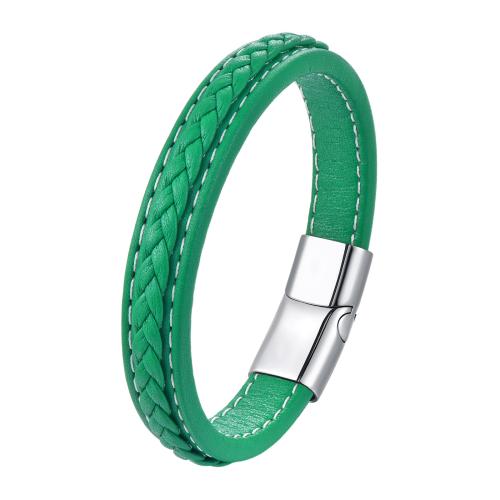 PU cavo bracciali, with 304 acciaio inox, Vintage & per l'uomo, nessuno, Lunghezza 21 cm, Venduto da PC