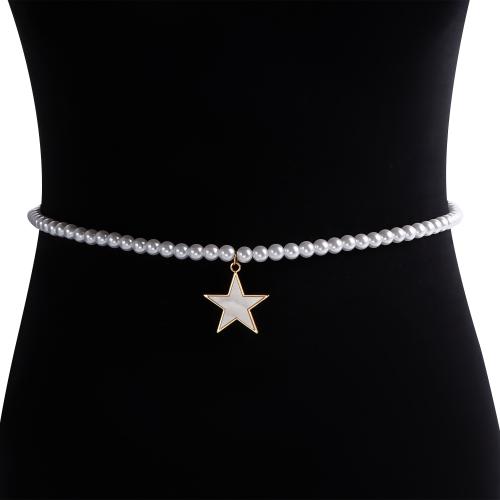 Body Chain Sieraden, Zinc Alloy, met Plastic Pearl, Ster, gold plated, voor vrouw, nikkel, lood en cadmium vrij, Verkocht door PC