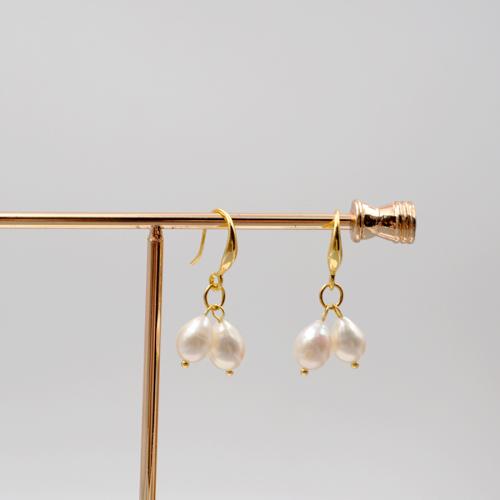 Boucles d'oreilles en perles d'eau douce, laiton, avec perle d'eau douce cultivée, Placage, bijoux de mode, doré, protéger l'environnement, sans nickel, plomb et cadmium, 30mm, Vendu par paire