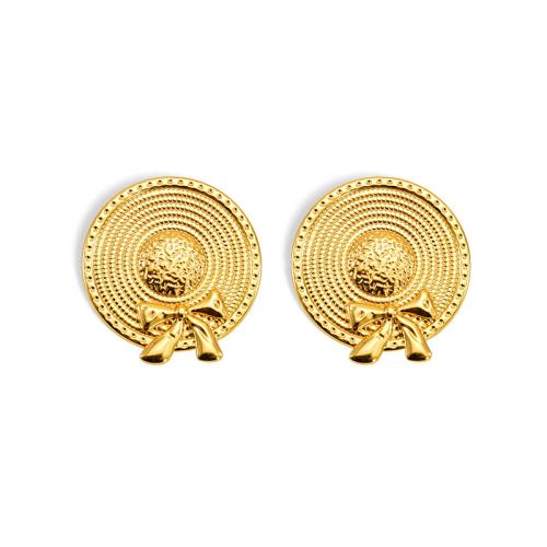 Stainless Steel Stud Earrings 304 Stainless Steel plated for woman golden Sold By Pair