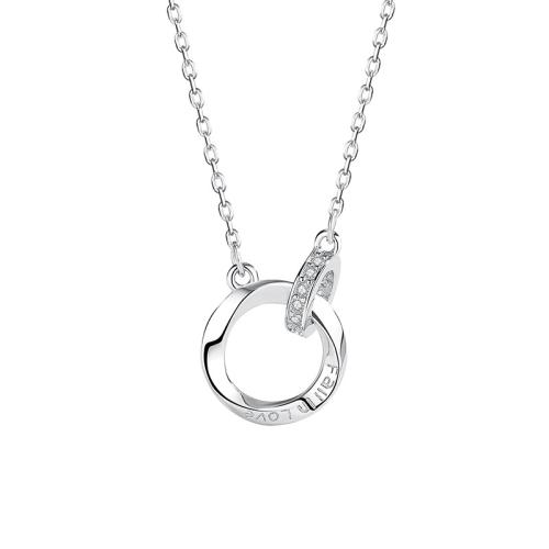 Kubieke Zircon Micro effenen Sterling zilveren ketting, 925 Sterling Zilver, met 5CM extender keten, micro pave zirconia & voor vrouw, meer kleuren voor de keuze, Lengte Ca 46.5 cm, Verkocht door PC