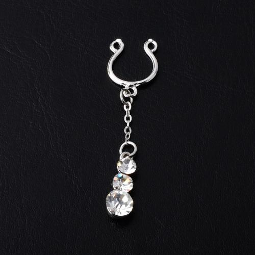 Fashion Personlighed Body Piercing Smykker Og Tilbehør, Zinc Alloy, Unisex & Micro Pave cubic zirconia, hvid, Solgt af PC