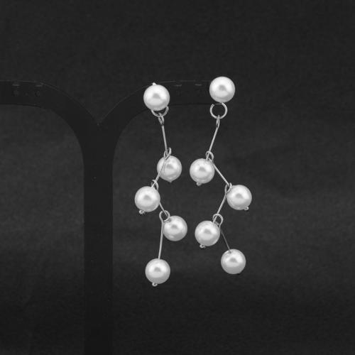 Cruach dhosmálta Graí Earrings, 304 Cruach dhosmálta, le Pearl Plaisteacha, jewelry faisin & do bhean, bán, 61.50mm, Díolta De réir Péire