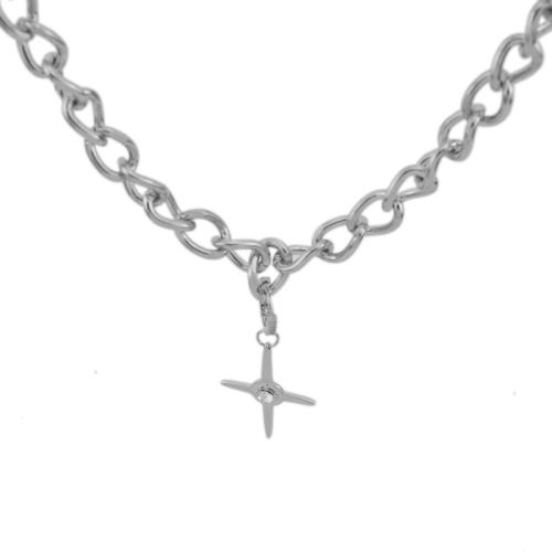 Zink Alloy Smycken Collier, polerad, mode smycken & Unisex, silver, Längd Ca 38 cm, Säljs av PC