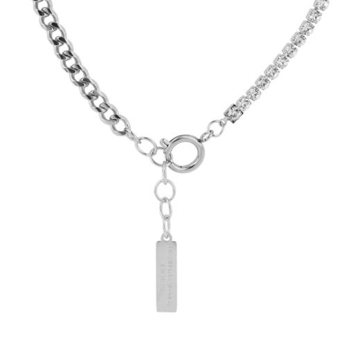 Collana in acciaio inossidabile, 304 acciaio inox, with 3cm extender chain, lucido, gioielli di moda & per la donna & con strass, colore originale, Lunghezza Appross. 50 cm, Venduto da PC