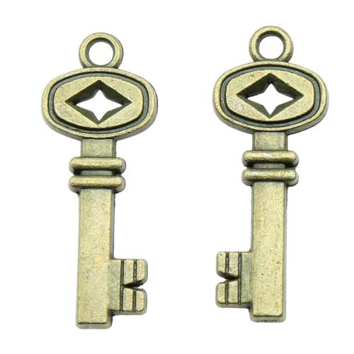 Zinc Alloy Key Pendler, Nøgle, antik bronze farve forgyldt, Vintage & mode smykker & du kan DIY, 32x12mm, Solgt af PC