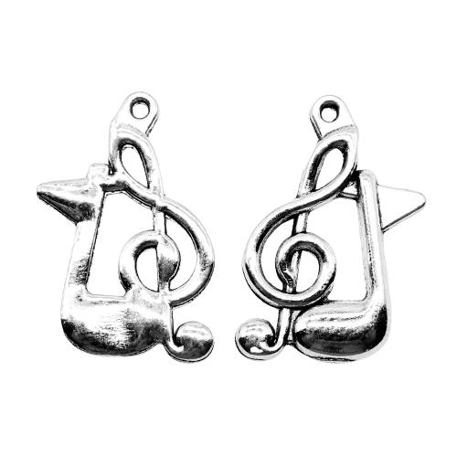 Cink ötvözet Medálok, Music Note, antik ezüst színű bevonattal, Vintage & divat ékszerek & DIY, 21x13mm, Által értékesített PC