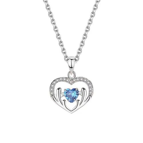 Cubic Zircon Micro Pave Brass Necklace Heart fashion jewelry & micro pave cubic zirconia & for woman Length Approx 45 cm Sold By PC