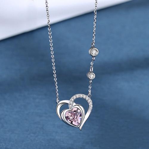 Cubic Zircon Micro Pave Brass Necklace Heart fashion jewelry & micro pave cubic zirconia & for woman Length Approx 45 cm Sold By PC