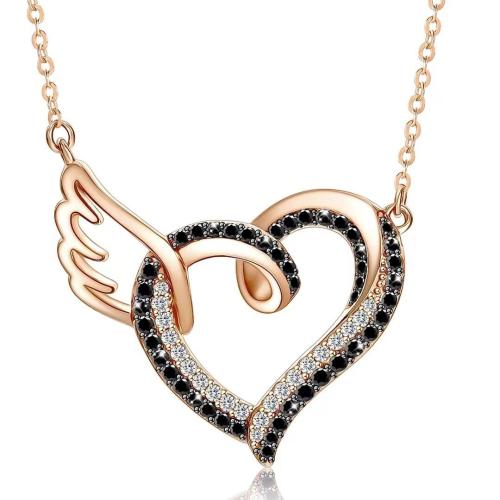 Collier en laiton cubique Zircon Micro Pave, avec 5cm chaînes de rallonge, coeur, bijoux de mode & pavé de micro zircon & pour femme, plus de couleurs à choisir, Longueur Environ 45 cm, Vendu par PC