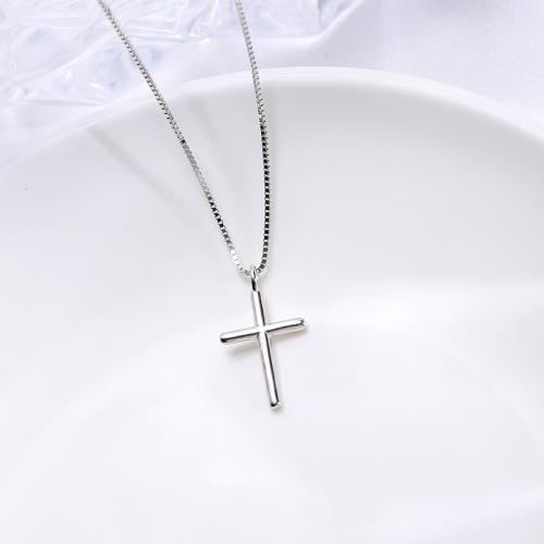 Necklaces Silver Sterling, 925 Sterling Silver, le 5cm slabhra extender, Cross, jewelry faisin & do bhean, Fad Thart 40 cm, Díolta De réir PC