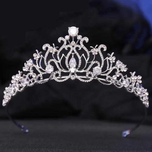 Tiaras, liga de zinco, with zircone em forma de cubo & Strass, joias de moda & para mulher, Mais cores pare escolha, diameter 150mm, height 56mm, vendido por PC