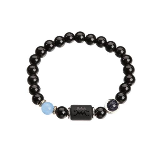 Gemstone Bracelets Glass Beads 12 Signs of the Zodiac fashion jewelry & Unisex Length Approx 19-19.5 cm Sold By PC