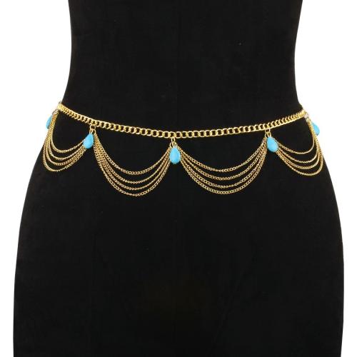 Body Chain Sieraden, Zinc Alloy, met turkoois, gold plated, voor vrouw, nikkel, lood en cadmium vrij, Verkocht door PC