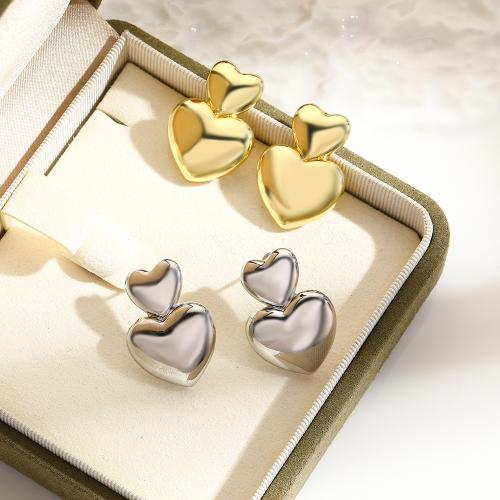 Brass Drop Earring Heart plated for woman nickel lead & cadmium free Sold By Pair