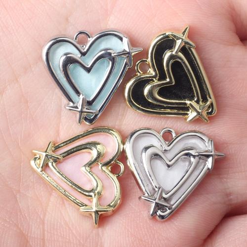 Pendentifs coeur en alliage de zinc, avec résine, Placage, DIY, plus de couleurs à choisir, protéger l'environnement, sans nickel, plomb et cadmium, 18x3x17mm, Trou:Environ 2mm, 10PC/sac, Vendu par sac