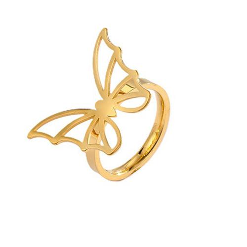 Stainless Steel Finger Ring 304 Stainless Steel Butterfly plated & for woman Sold By PC