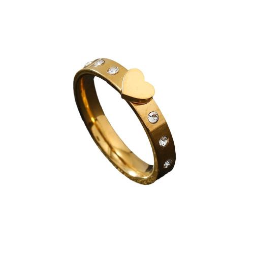 Anillo de dedo del acero inoxidable del Zirconia cúbico, acero inoxidable 304, Corazón, chapado, diverso tamaño para la opción & micro arcilla de zirconia cúbica & para mujer, más colores para la opción, Vendido por UD