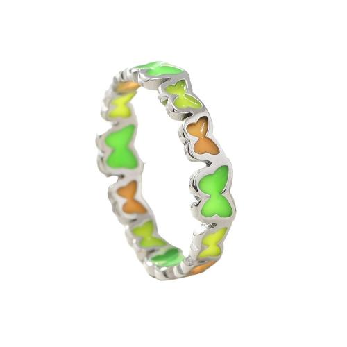 Anillo de dedo del esmalte de acero inoxidable, acero inoxidable 304, Mariposa, chapado, diverso tamaño para la opción & para mujer, más colores para la opción, Vendido por UD