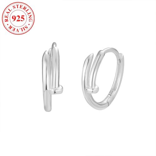 925 Sterling Silver Hoop Earrings for woman silver color Sold By Pair