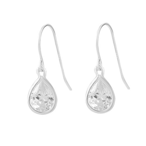 925 Sterling Silver Drop & Dangle Brincos, 925 prata esterlina, para mulher & com strass, prateado, vendido por par