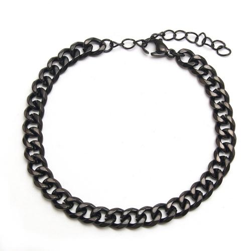 Bracciale gioielli in acciaio inossidabile, 304 acciaio inox, with 5cm extender chain, placcato, unisex & formato differente per scelta, nero, Lunghezza 18 cm, Venduto da PC