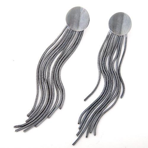 Fashion Fringe Oorbellen, Zinc Alloy, roestvrij staal oorbel bericht, plated, meer kleuren voor de keuze, nikkel, lood en cadmium vrij, 90x15mm, Verkocht door pair