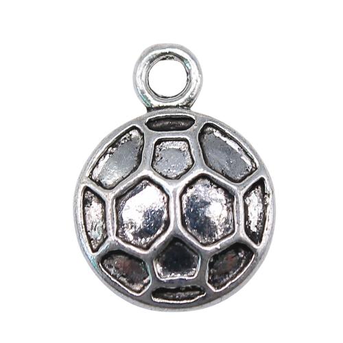 Pendentifs en alliage de zinc, Football, Plaqué de couleur d'argent, Vintage & bijoux de mode & DIY, 14x11mm, Vendu par PC