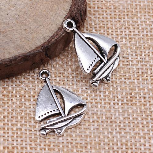 Zinklegering voertuig hangers, Zinc Alloy, Sail Boat, antiek zilver plated, Vintage & mode sieraden & DIY, 24x17mm, Verkocht door PC