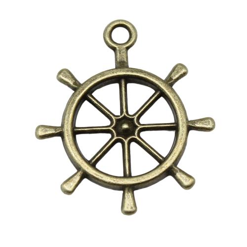 Zinc Alloy Pendler, Ship Wheel, forgyldt, Vintage & mode smykker & du kan DIY, flere farver til valg, 27x23mm, Solgt af PC